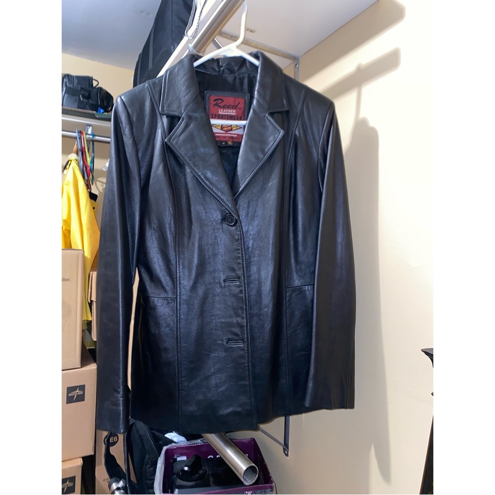 Black Reed leather sportswear jacket